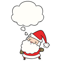 cartoon santa claus and thought bubble