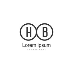 Initial HB logo template with modern frame. Minimalist HB letter logo vector illustration