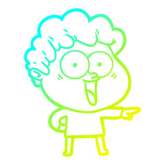 cold gradient line drawing cartoon happy man