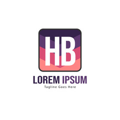 Initial HB logo template with modern frame. Minimalist HB letter logo vector illustration