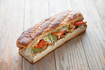 Large baguette hoagie sandwich