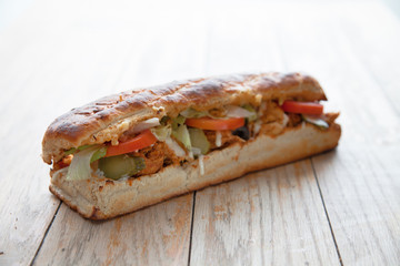 Large baguette hoagie sandwich