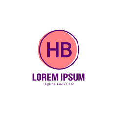 Initial HB logo template with modern frame. Minimalist HB letter logo vector illustration