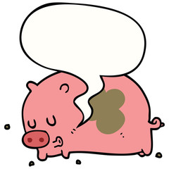 cute cartoon pig and speech bubble