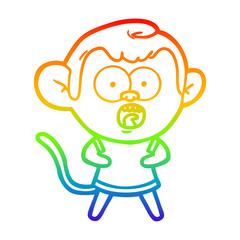 rainbow gradient line drawing cartoon shocked monkey