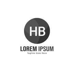 Initial HB logo template with modern frame. Minimalist HB letter logo vector illustration