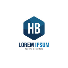 Initial HB logo template with modern frame. Minimalist HB letter logo vector illustration