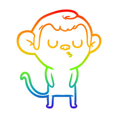 rainbow gradient line drawing cartoon monkey