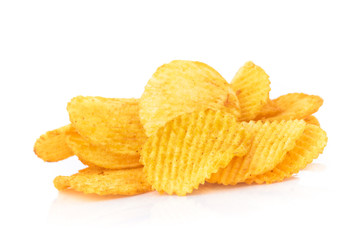  Potato chips isolated on white background