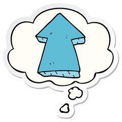 cartoon pointing arrow and thought bubble as a printed sticker