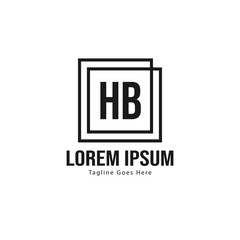 Initial HB logo template with modern frame. Minimalist HB letter logo vector illustration