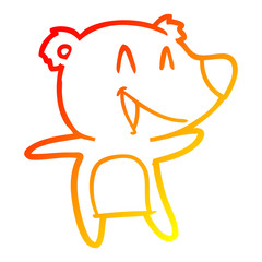 warm gradient line drawing laughing bear cartoon
