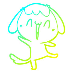 cold gradient line drawing cute cartoon dog