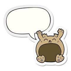 cartoon bear and speech bubble sticker