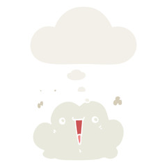 cute cartoon cloud and thought bubble in retro style