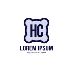 Initial HC logo template with modern frame. Minimalist HC letter logo vector illustration
