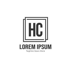 Initial HC logo template with modern frame. Minimalist HC letter logo vector illustration