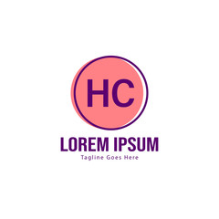 Initial HC logo template with modern frame. Minimalist HC letter logo vector illustration
