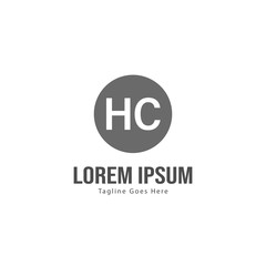 Initial HC logo template with modern frame. Minimalist HC letter logo vector illustration