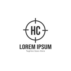 Initial HC logo template with modern frame. Minimalist HC letter logo vector illustration