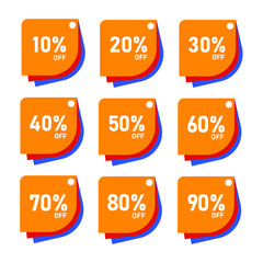 Sale of special offers. Discount with the various price. Set of sale tag. An ad with a colourful tag for an advertising campaign at retail on the day of purchase. vector illustration.