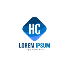 Initial HC logo template with modern frame. Minimalist HC letter logo vector illustration