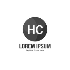 Initial HC logo template with modern frame. Minimalist HC letter logo vector illustration