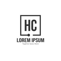 Initial HC logo template with modern frame. Minimalist HC letter logo vector illustration