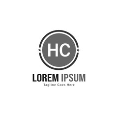 Initial HC logo template with modern frame. Minimalist HC letter logo vector illustration