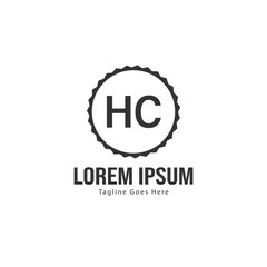 Initial HC logo template with modern frame. Minimalist HC letter logo vector illustration