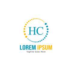 Initial HC logo template with modern frame. Minimalist HC letter logo vector illustration