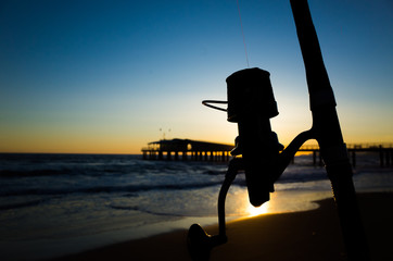Silhouette of a reel at sunset