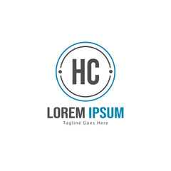 Initial HC logo template with modern frame. Minimalist HC letter logo vector illustration