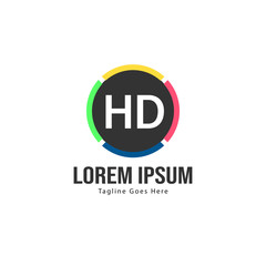 Initial HD logo template with modern frame. Minimalist HD letter logo vector illustration