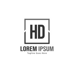 Initial HD logo template with modern frame. Minimalist HD letter logo vector illustration