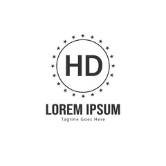 Initial HD logo template with modern frame. Minimalist HD letter logo vector illustration