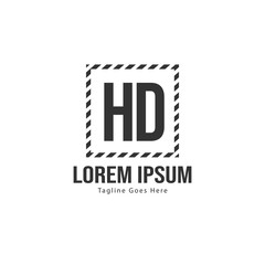 Initial HD logo template with modern frame. Minimalist HD letter logo vector illustration