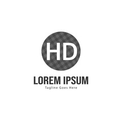 Initial HD logo template with modern frame. Minimalist HD letter logo vector illustration