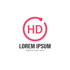 Initial HD logo template with modern frame. Minimalist HD letter logo vector illustration