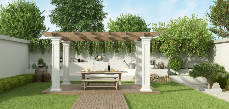 Luxury garden with gazebo