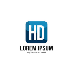 Initial HD logo template with modern frame. Minimalist HD letter logo vector illustration