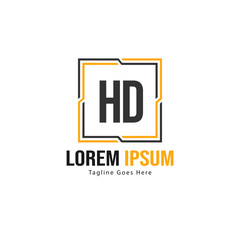 Initial HD logo template with modern frame. Minimalist HD letter logo vector illustration
