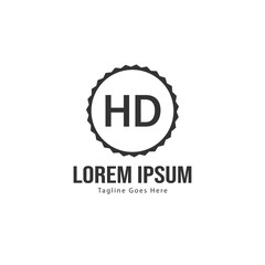 Initial HD logo template with modern frame. Minimalist HD letter logo vector illustration
