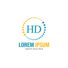 Initial HD logo template with modern frame. Minimalist HD letter logo vector illustration