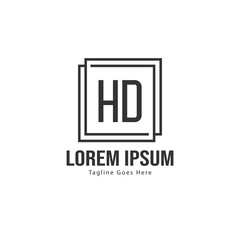 Initial HD logo template with modern frame. Minimalist HD letter logo vector illustration