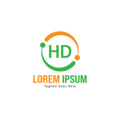 Initial HD logo template with modern frame. Minimalist HD letter logo vector illustration