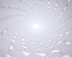 White interior with long corridor in modern space 3D Render,3d abstract tunnel