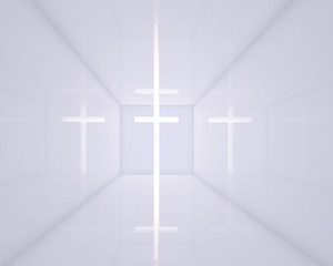 jesus tomb sign,holy cross with white room interior,3d rendering