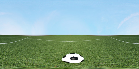 3d rendering football field outdoor with blue sky view background,Spherical Panorama 360 degree
