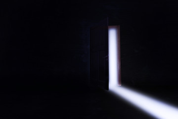 empty interior dark room with one escape way